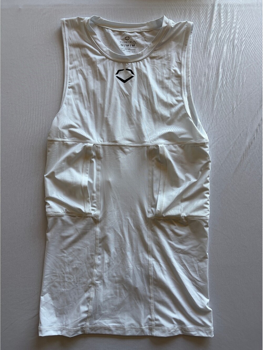 EvoShield Adult Sleeveless Rib Shirt With Shields White Medium Football
